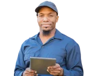 Hvac technician holding ipad